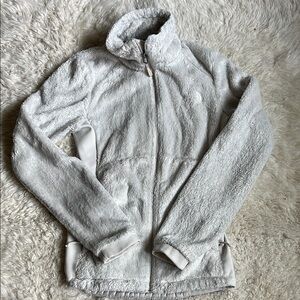 The North Face Womens White Fleece Zip-Up Jacket S